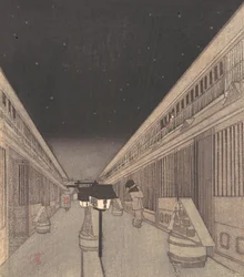 Main Street of the Yoshiwara on a Starlight Night, 1852-64., 1852-64.