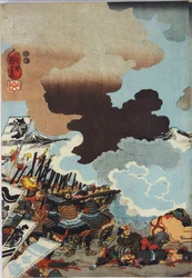 She picture t from a powder ol DB ck p Hayashi t ri ptych, garden ted Eiroku 4 yen September 4 Kawanakajima battle Yamamoto Kansuke ny? d? Figur av slakt