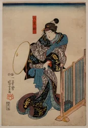 Skuespilleren Ichimura Uzaemon XII i rollen som prinsesse Yaegaki, 1848
