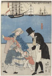 Nederlendere ute på en fridag i Yokohama Yokohama kyujitsu Oranda-jin yuko (serietittel)