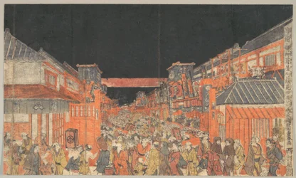 Bilde av en Kaomise-teaterforestilling i Sakaichō og Fukiyachō