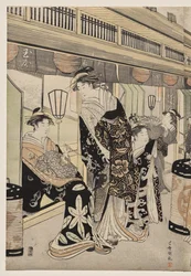 Kurtisaner som promenerer på Nakanochō