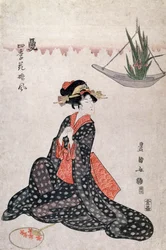 Blomster av fire årstider, av Utagawa Toyokuni (1769-1825), tresnitt i ukiyo-e-stil, Japan, japansk sivilisasjon