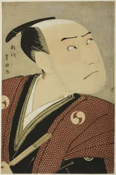 Skuespilleren Sawamura Sojuro III som Oboshi Yuranosuke i stykket "Edo no Hana Ako no Shiogama," opptrådte på Kiri Theatre i den fjerde måneden, 1796