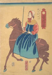 Engelsk kvinne til hest, 1. måned, 1861.