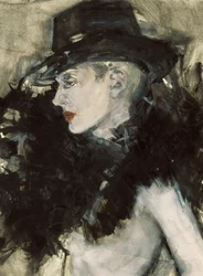 Elegant kvinne med svart hatt