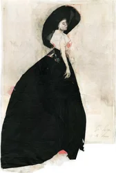 Elegant kvinne med svart hatt
