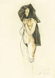 Naken nonne i bønn