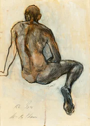 Studie av en sittende mannlig figur