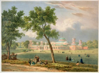 Peter den store-palasset i Moskva, trykt av Edouard Jean-Marie Hostein (1804-89), utgitt av Lemercier, Paris, 1840-årene