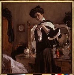 Portrait d'Henrietta Hirshmann (1885-1970). Peinture de Valentin Alexandrovich Serov (1865-1911), tempera sur toile