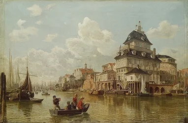 Trehytta ved havnen i Hamburg. 1850