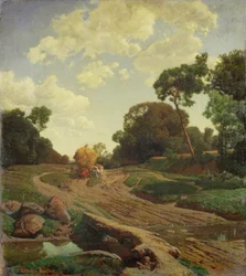 Landskap med høyvogn, ca. 1858