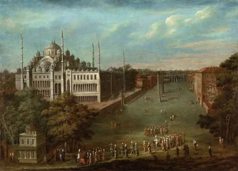 Prosesjon av storvesiren på Hippodrome-plassen med Sultan Ahmed-moskeen, 1737