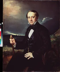 Portrett av Alexandre Sapozhnikov (Portrett av Alexander Sapozhnikov) - Painture de Vasili Andrievich Tropinin (Vasily Tropinine) (1776-1857), huile sur toile