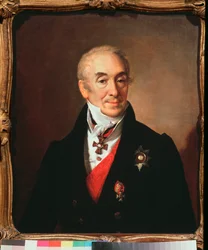 Portrett av Sergei Kushnikov (1767-1839), russisk politiker - Portrett av Sergei Kushnikov - Maleri av Vasili Andreyevich Tropinin (Vassili Tropinin) (1776-1857), olje på lerret