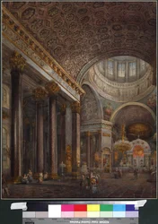 Innvendig utsikt over Kazan-katedralen i St. Petersburg, av Sadovnikov, Vasily Semyonovich (1800-1879). Akvarell på papir