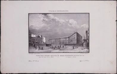 Utsikt over St. Petersburg. Generalstabsbygningen på Moika River-vollen, 1833