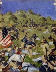 Anklagen for Rough Riders ved San Juan Hill i 1898, ca. 1900