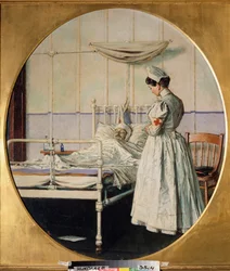 The Letter Remains Incomplete (The Letter Remains Incomplete) - En amerikansk sykepleier som står nær sengen til en død soldat på sykehuset, mediterer foran kroppen - episode av den spansk-amerikanske krigen