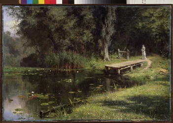 Invadert dam. Maleri av Vasily Dmitrievich Polenov (1844-1927), olje på lerret