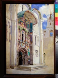Den sørlige inngangen til Assumption-katedralen i Kreml i Moskva - Maleri av Vasili Dmitrievich Polenov (1844-1927), olje på lerret