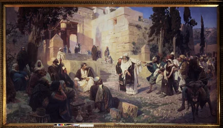 Le Christ et la femme adultere - Kristus og kvinnen tatt i utroskap - Maleri av Vasili Dmitrievich Polenov (1844-1927), olje på lerret