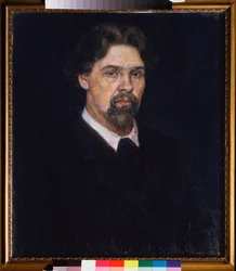 Autoportrett - Selvportrett - Maleri av Vasily Ivanovich Sourikov (Vasily Surikov eller Vasily Surikow) (1848-1916), olje på lerret