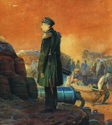 Admiral Pavel Nakhimov på bastionen, 1855