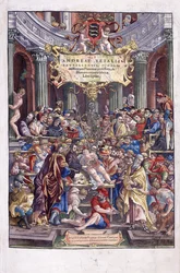 Den flamske anatomen og legen Andreas Vesalius holdt en leksjon ved medisinskolen i Brussel, 1543