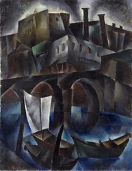 Utsikt over Tiflis (eller Tbilisi, Georgia) - Utsikt over Tiflis-maleri av Vera Rockline (Rokhlina) (1896-1934) Olje på lerret 1919-1920 Dim 97,5x75,5 cm Privat samling
