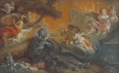 St. Frans Xavier#39;s død, ca. 1750 (olje på vellum)