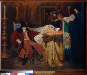 Ivan IV dit le Terrible (1530-1584) et son fils Ivan (1554-1581), le vendredi 16 novembre 1581. (Ivan The Terrible And His Son Ivan On Friday, November 16   1314474   no       norwegian Successfully Translated  Original: Chaumieres en Auvergne, avec un cal