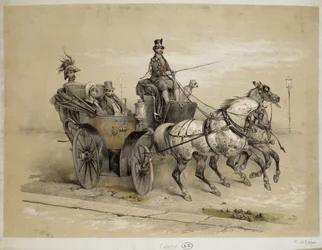 Caleche - Litografi av Adam, v.1840