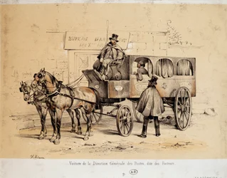Car of the Post Office - Litografi av Adam, ca. 1840