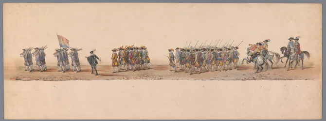 Historisk prosesjon ved det andre hundreårsjubileet for Utrecht University of Applied Sciences, 1836 (plate 4) De nederlandske hærenes innflyging til Oostende, 3. juli 1600, dagen etter seieren ved Nieuwpoort; i henhold til kostymefremstillingen gitt av H 