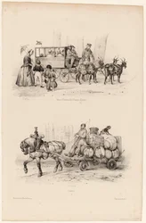 Omnibus-buss på Champs-Elysées, ca. 1841-44 (trykk)