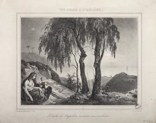 Skyggen av Napoleon som besøker graven hans, utsikt over Saint Helena