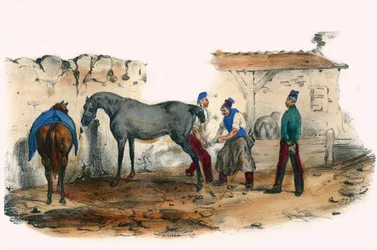 Fristeren. I "" Album Grotesque, Choices of Outstanding Types", illustrasjoner av Victor Adam, Paris, rundt 1850.