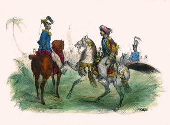 To offiserer i Alger. I "" Album Grotesque, Choices of Outstanding Types", illustrasjoner av Victor Adam, Paris, rundt 1850.