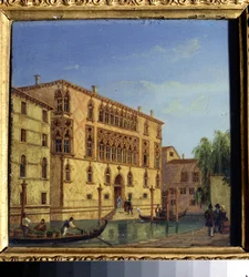 ""Vue de Venise: le palais Giovanelli"" (Utsikt over Venezia. Palazzo Giovanelli) Maleri av Jean-Victor (Jean Victor) Vincent Adam (1801-1867) Statens kunstmuseum fra 1800-tallet, Tula, Russland