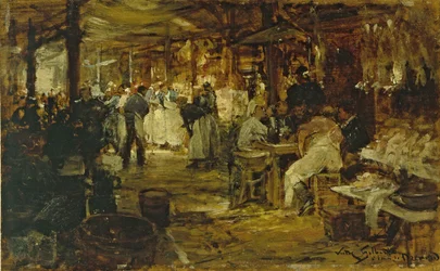 Madeleine-markedet, ca. 1890 (olje på tre)