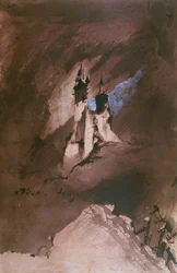 Memory of a Castle in the Vosges, 1857 (penn og blekk, vask og gouache på papir)