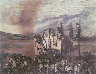 The Castle (blekk, vask og farge på papir)
