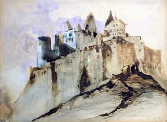 Chateau of Vianden, 1871 (wc, penn og blekk og vask på papir)