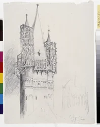 Klokketårnet i Köln (blekk på papir)