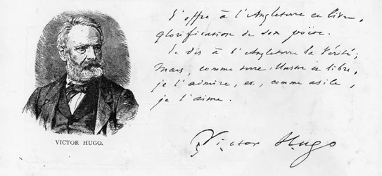 Victor Hugos dedikasjon til England av sin bok om Shakespeare, ca. 1864
