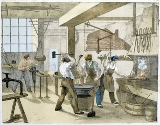 Låsesmeden, litho av Janson. 1800-tallet.