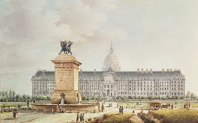 Utsikt over Hotel des Invalides (blekk og akvarell på papir)