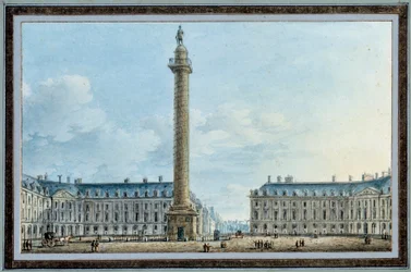 Utsikt over bellisøylen plassert Place Vendome i Paris Akvarell av Victor Jean Nicolle (1754-1828) Rundt 1810 Søn. 0,67x0,12 m Malmaison, musee du chateau
